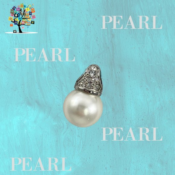 Dragonfly Spirit Designs Jewelry - Pearl Drop Pendant/ Stainless Steel 7 Clear Crysta